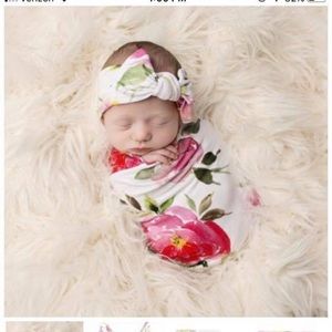 Posh peanut matching robe, headband and swaddle